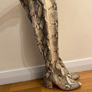 Satellite knee high snakeskin boots